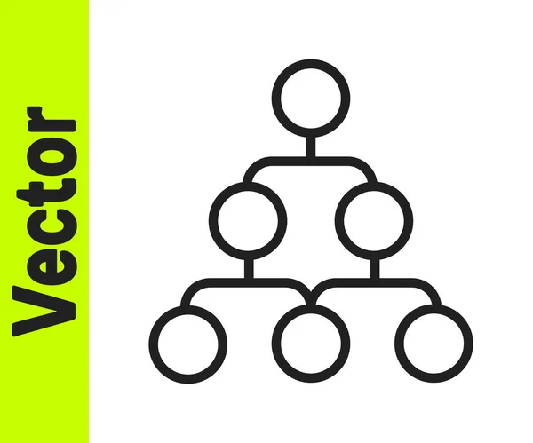 Schwarze Linie Hierarchie Organogrammdiagramm Infografik Symbol Isoliert Auf Weißem Hintergrund — Stockvektor