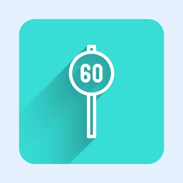 White Line Speed Limit Traffic Sign Icon Isolated Long Shadow — 스톡 벡터