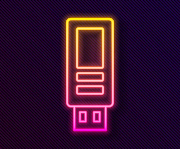 Leuchtende Neon Line Usb Stick Symbol Isoliert Auf Schwarzem Hintergrund — Stockvektor