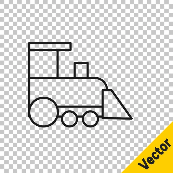 Black Line Toy Train Icon Isolated Transparent Background Vector — Stock Vector