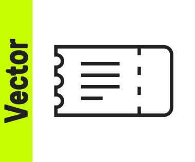 Siyah hat tren bileti ikonu beyaz arka planda izole edildi. Demiryolu ile seyahat et. Vektör.