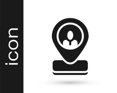 Siyah İşçi konumu simgesi beyaz arkaplanda izole edildi. Vektör.