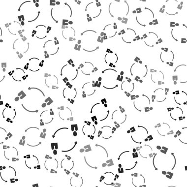 Siyah İnsan Kaynakları ikonu beyaz zeminde izole edilmiş kusursuz desen. İnsan kaynakları yönetimi kavramı, profesyonel personel araştırması, baş avcı işi. Vektör.