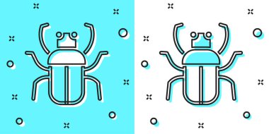 Black line Stink bug icon isolated on green and white background. Random dynamic shapes. Vector.