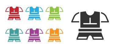 Black Body armor icon isolated on white background. Set icons colorful. Vector.