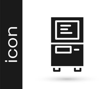 Siyah ATM - Otomatik veznedar makinesi simgesi beyaz arkaplanda izole edildi. Vektör.