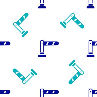 Mavi Demiryolu bariyeri simgesi beyaz arka planda izole edilmiş. Vektör.