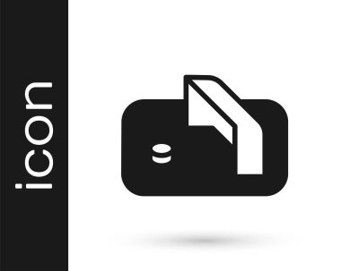 Siyah buz hokeyi golü ve beyaz arka planda izole edilmiş kaleci ikonu. Vektör.