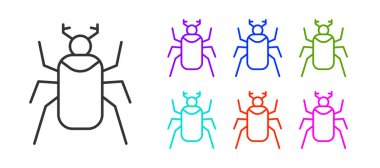 Siyah çizgi böceği simgesi beyaz arkaplanda izole edildi. Simgeleri renklendirin. Vektör.