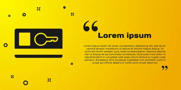 Ikona Karty Black Key Żółtym Tle Ilustracja Wektora — Wektor stockowy