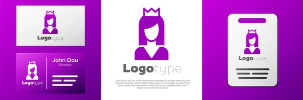 Ícone Logotype Princess Isolado Fundo Branco Elemento Modelo Design Logotipo — Vetor de Stock