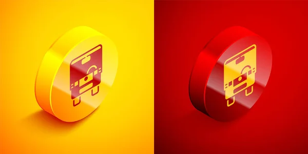 Isometric Bus Icon Isolated Orange Red Background Transportation Concept Bus — Stock Vector