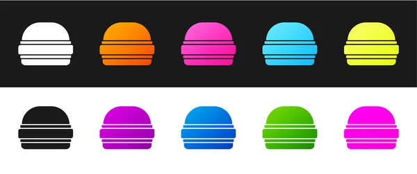 Setzen Sie Burger Symbol Isoliert Auf Schwarz Weißem Hintergrund Hamburger — Stockvektor
