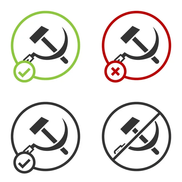 Black Hammer Sickle Ussr Icon Isolated White Background Symbol Soviet — Stock Vector