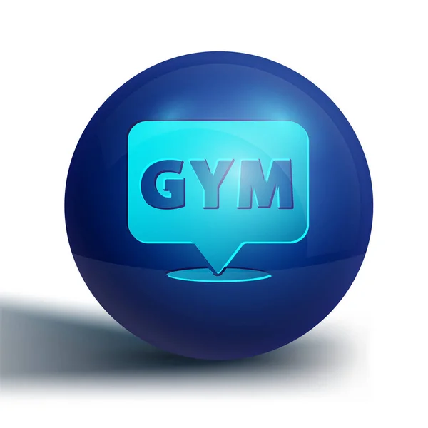 Blue Location Gym Icon Isolated White Background Blue Circle Button — Stock Vector