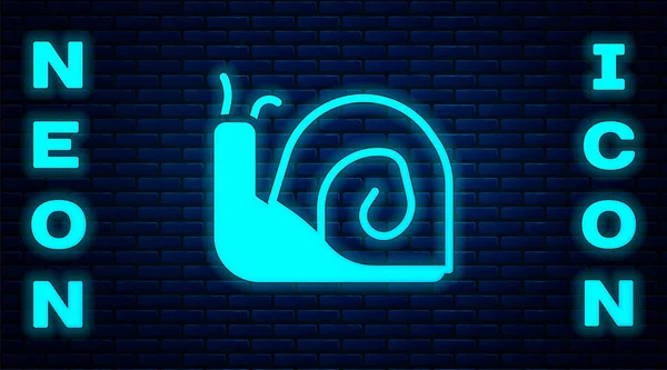 Glowing Neon Snail Icon Isolated Brick Wall Background Vector — Vettoriale Stock