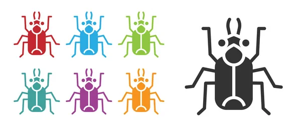 Schwarzes Käfersymbol Isoliert Auf Weißem Hintergrund Setzen Sie Symbole Bunt — Stockvektor
