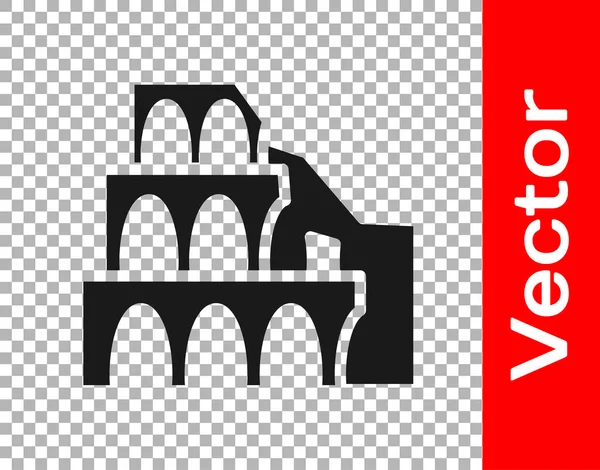 Black Coliseum Rom Italien Ikon Isolerad Transparent Bakgrund Colosseum Tecken — Stock vektor