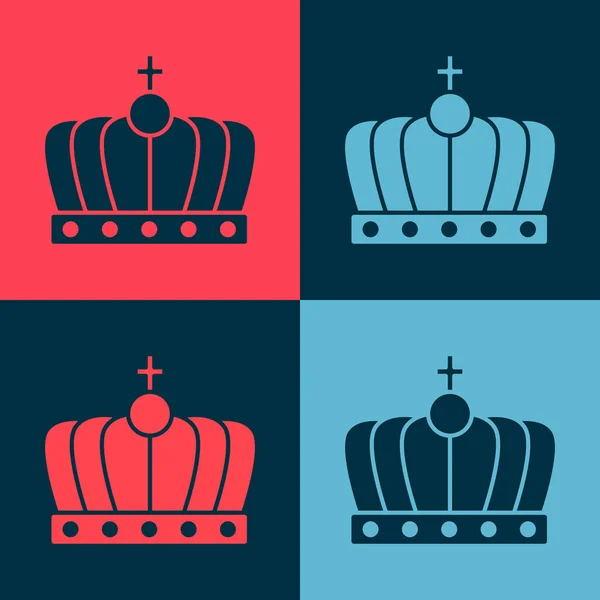 Pop Art King Crown Icon Isolated Color Background Vector — Stock Vector