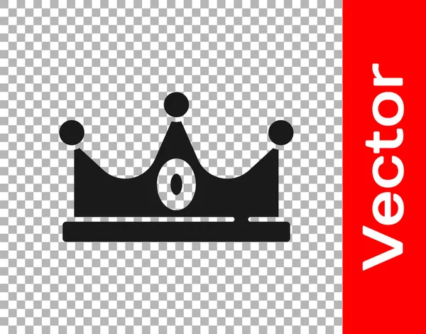 Black King Crown Icon Isolated Transparent Background Vector — Stock Vector