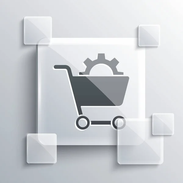Grey Shopping Cart Icon Isolated Grey Background Online Buying Concept — Stock Vector