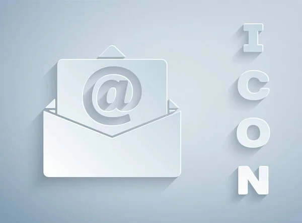Papier Découpé Icône Mail Mail Isolée Sur Fond Gris Mail — Image vectorielle