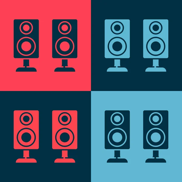 Pop Art Stereo Reproduktor Ikona Izolované Barevném Pozadí Reproduktory Zvukového — Stockový vektor