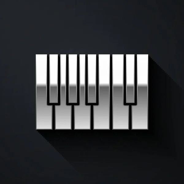 Icône Piano Queue Argent Isolée Sur Fond Noir Instrument Musique — Image vectorielle