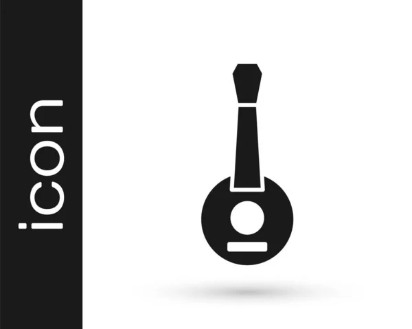 Black Banjo Icon Isolated White Background Musical Instrument Vector —  Vetores de Stock