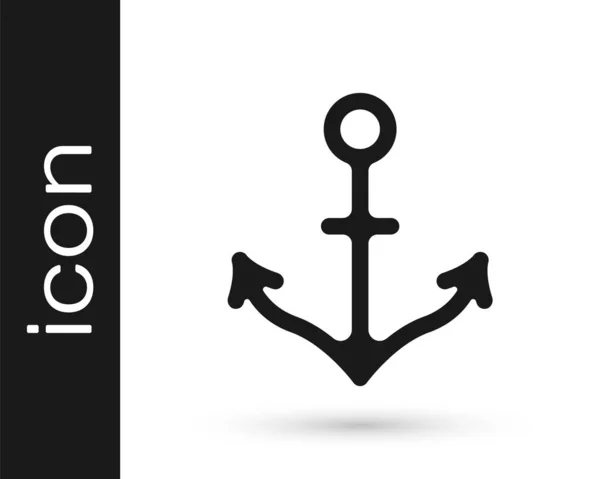 Icona Black Anchor Isolata Sfondo Bianco Vettore — Vettoriale Stock