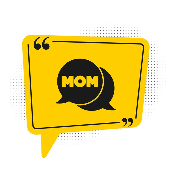 Black Speech Bubble Mom Icon Isolated White Background Happy Mothers - Stok Vektor