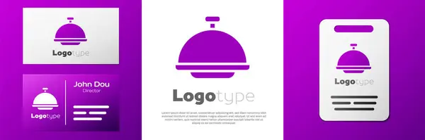 Λογότυπο Καλυμμένο Ένα Δίσκο Εικόνες Τροφίμων Που Απομονώνονται Λευκό Φόντο — Διανυσματικό Αρχείο