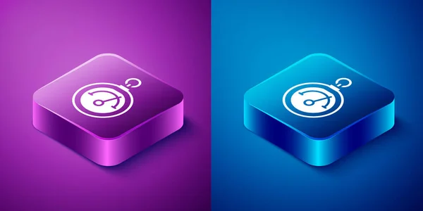 Isometric Barometer Icon Isolated Blue Purple Background Square Button Vector — Wektor stockowy