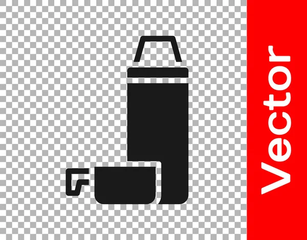 Schwarzes Thermoskannen Symbol Isoliert Auf Transparentem Hintergrund Ikone Thermoflasche Zelt — Stockvektor