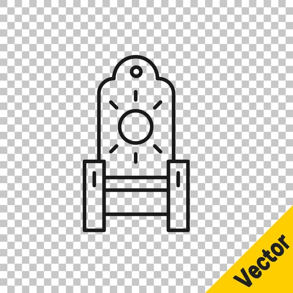 Zwarte Lijn Middeleeuws Troonicoon Geïsoleerd Transparante Achtergrond Vector — Stockvector