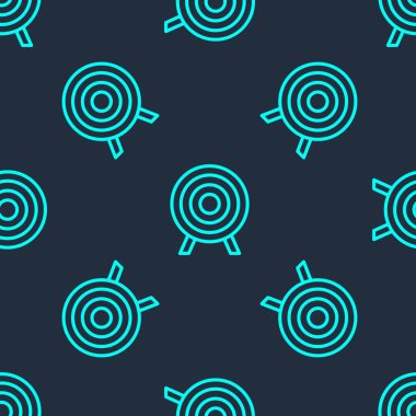 Yeşil çizgi hedef spor ikonu mavi arka planda izole edilmiş kusursuz desen. Atış mesafesi ya da atış mesafesi için sayıları olan temiz bir hedef. Vektör.