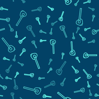 Ateş ikonu ile yeşil çizgi yakma kibriti mavi arka planda izole edilmiş pürüzsüz desen. Ateşle maç. Kibrit işareti. Vektör.