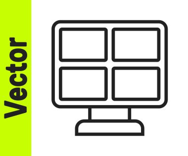 Siyah çizgi güneş enerjisi simgesi beyaz arkaplanda izole edildi. Vektör.