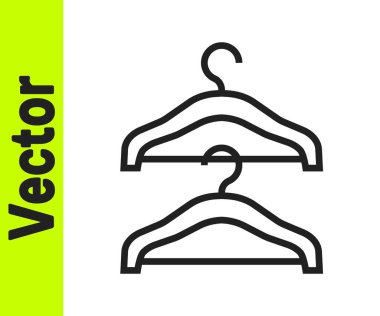 Siyah çizgi elbise askısı ikonu beyaz arka planda izole edildi. Vestiyer ikonu. Kıyafet servis sembolü. Çamaşır askı tabelası. Vektör.