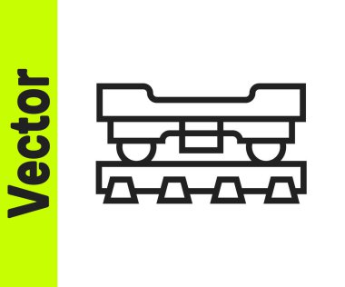 Siyah çizgi kargo vagonu ikonu beyaz arka planda izole edildi. Yük vagonu. Demiryolu taşımacılığı. Vektör.