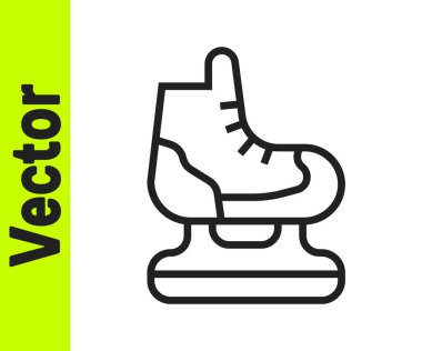 Siyah çizgi paten simgesi beyaz arkaplanda izole edildi. Buz pateni ayakkabısı ikonu. Kılıçlı spor botlar. Vektör.