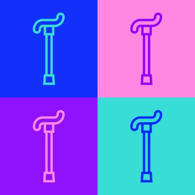 Popüler sanat çizgisi baston ikonu renkli arka planda izole edilmiş. Vektör.