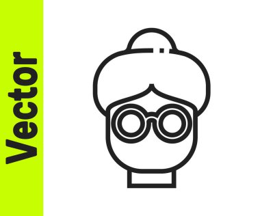 Siyah çizgi büyükanne ikonu beyaz arka planda izole edilmiş. Vektör.