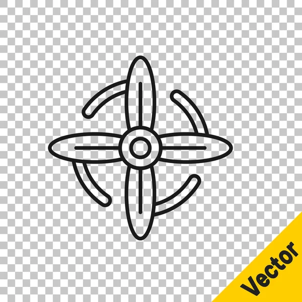 Черная Линия Значок Ветряной Турбины Изолирован Прозрачном Фоне Знак Ветрогенератора — стоковый вектор