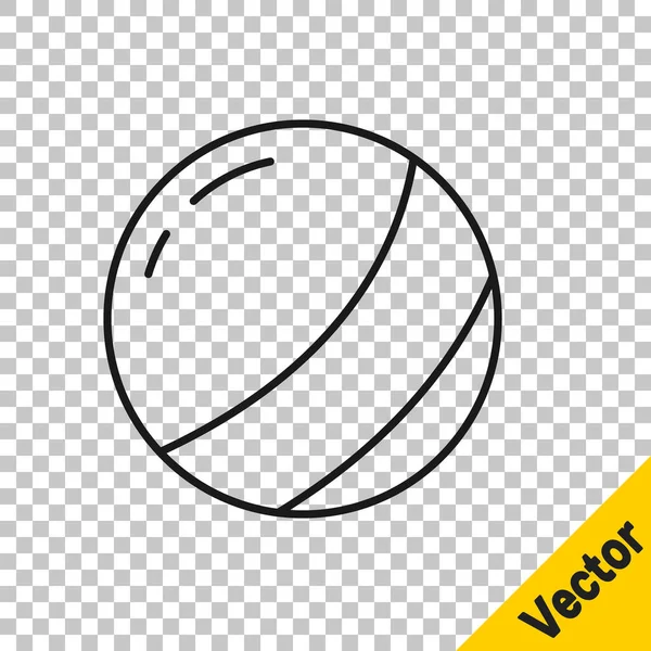 Schwarze Linie Beach Ball Symbol Isoliert Auf Transparentem Hintergrund Kinderspielzeug — Stockvektor