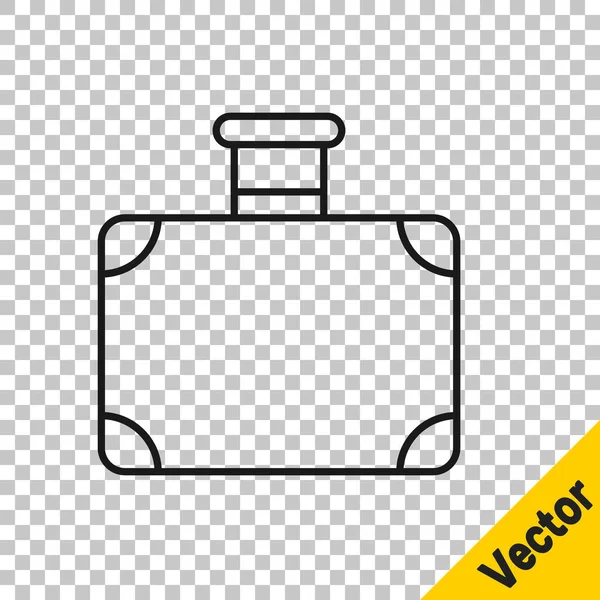 Black Line Suitcase Travel Icon Isolated Transparent Background Traveling Baggage — Stock Vector