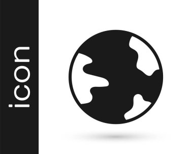 Siyah Dünya ikonu beyaz arkaplanda izole edildi. Yerküreye iğnele. Vektör.