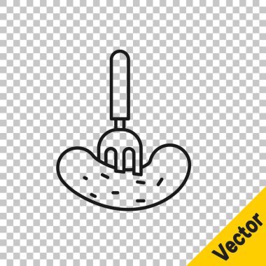 Şeffaf arkaplanda izole edilmiş bir çatal simgesinde salatalık turşusu. Vektör İllüstrasyonu.