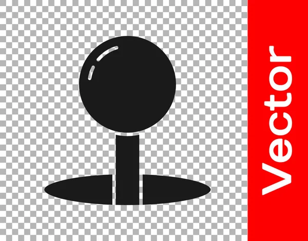 Negro Push Pin Icono Aislado Sobre Fondo Transparente Signo Chinchetas — Vector de stock