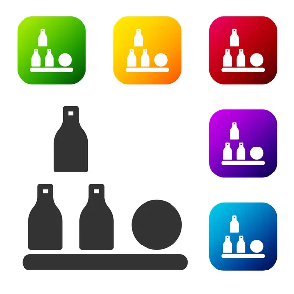 Black Bottles Bollen Ikon Isolerad Vit Bakgrund Ställ Ikoner Färg — Stock vektor